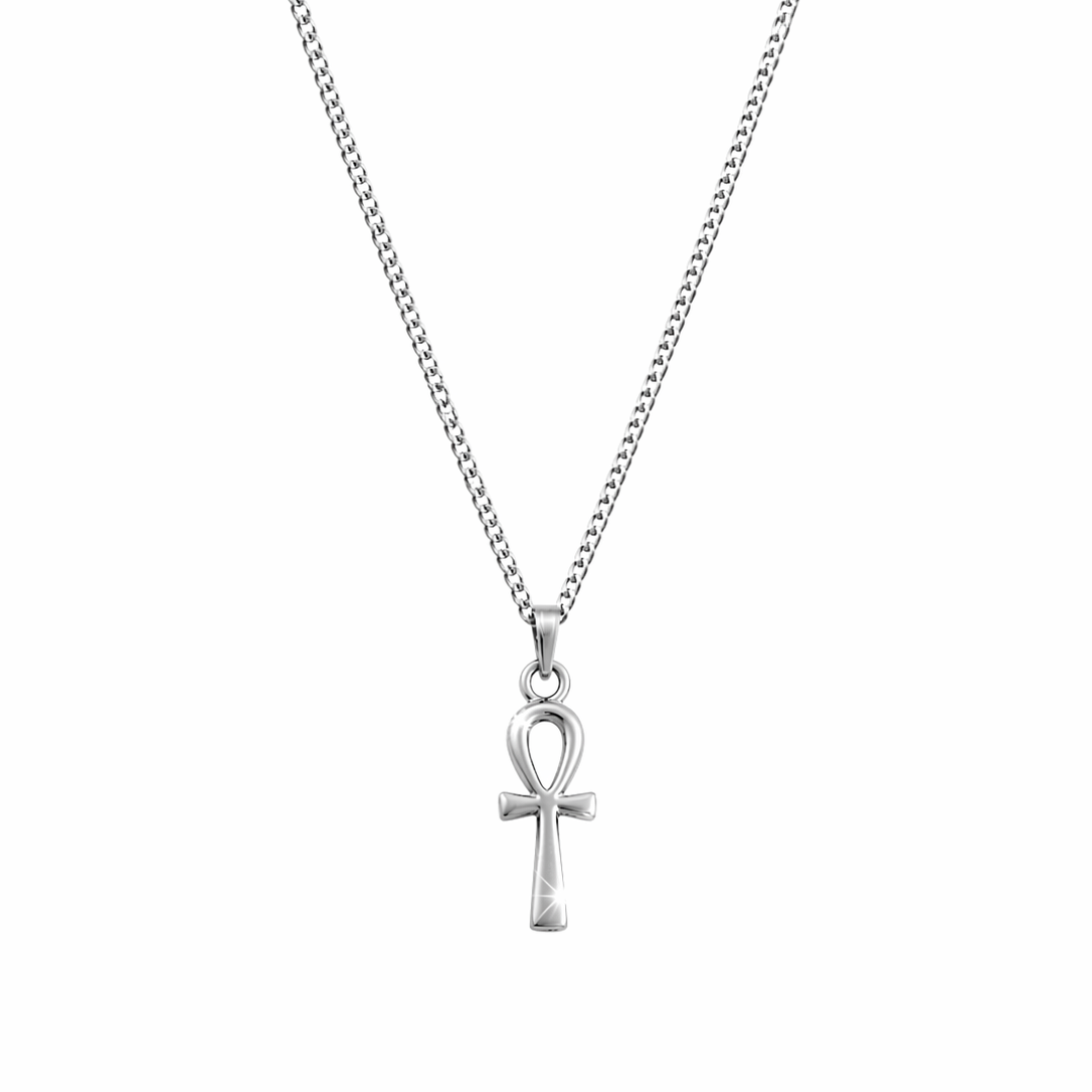 Sacred Ankh of Life Necklace – 925 Silver Plated in Platinum