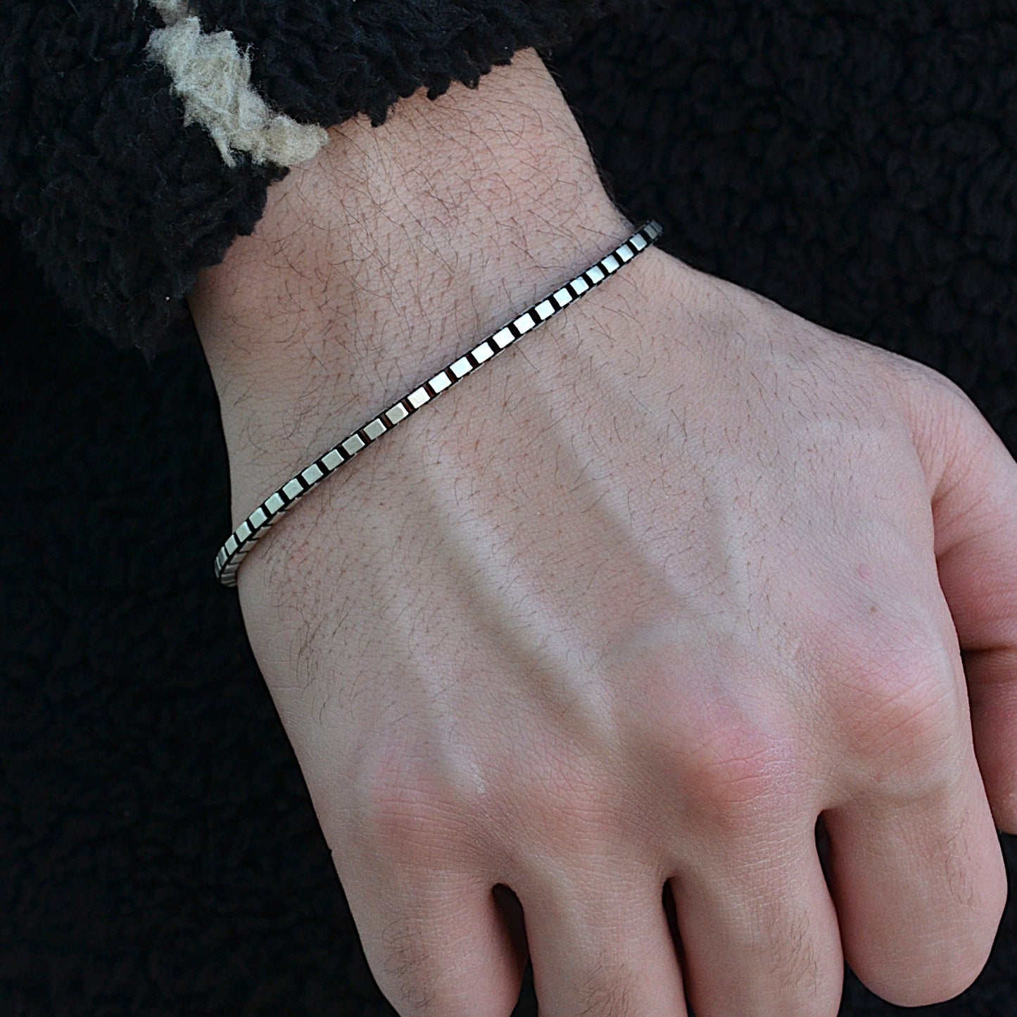 boxes bracelet mens silver italian 925k