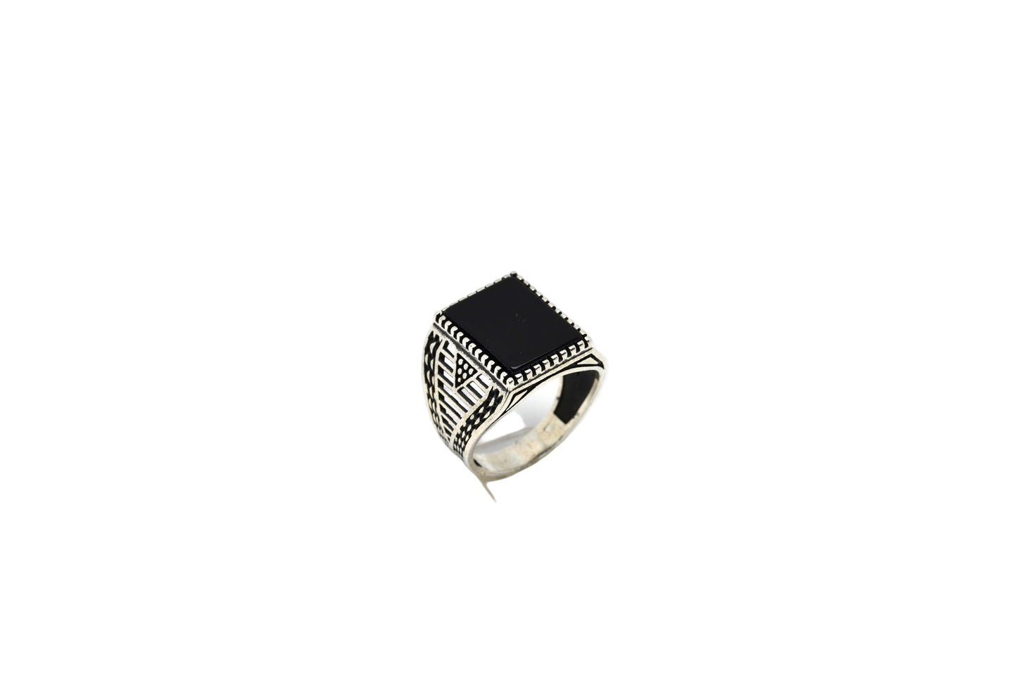 RING FOR MEN SILVER 925K BLACK color STONE