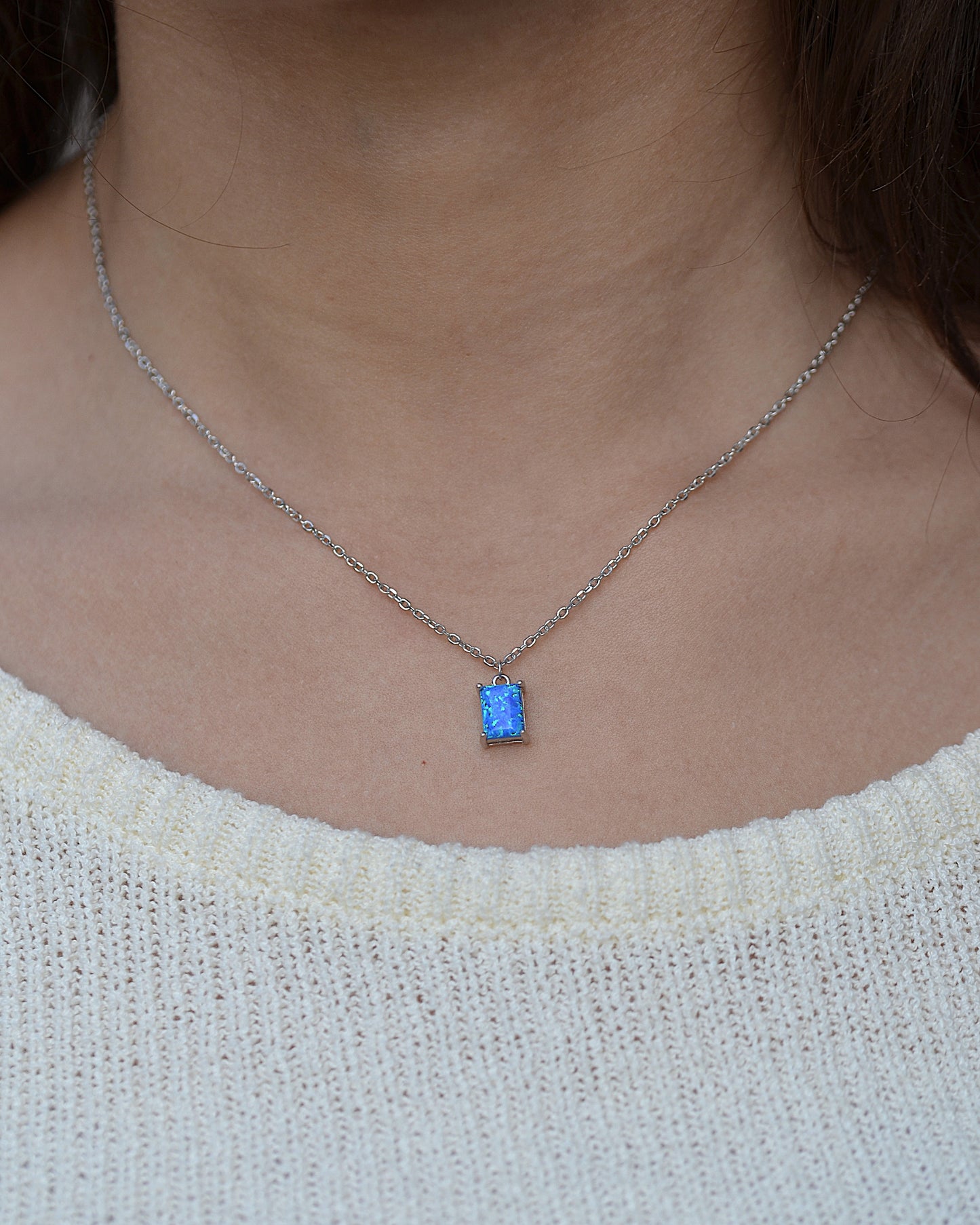 blue opal necklace for women italy silver 925k