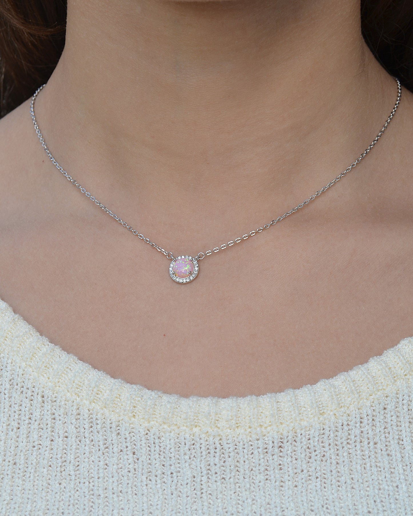 pink opal necklace for women italy silver 925k