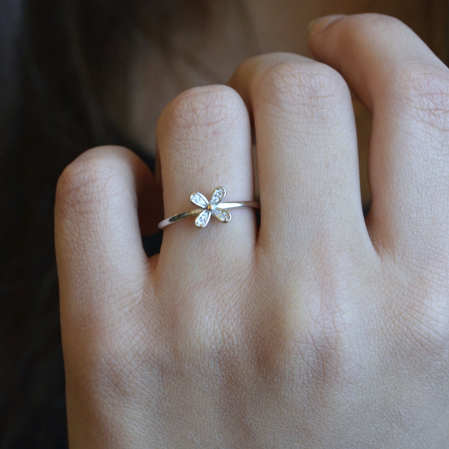 flower ring silver 925k