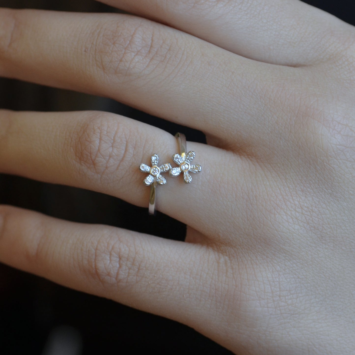 flower ring silver 925k