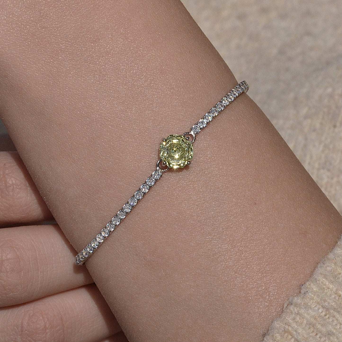 tennes bracelet new yellow stone silver 925k