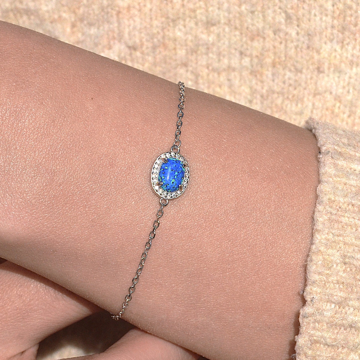 blue opal bracelet silver 925k