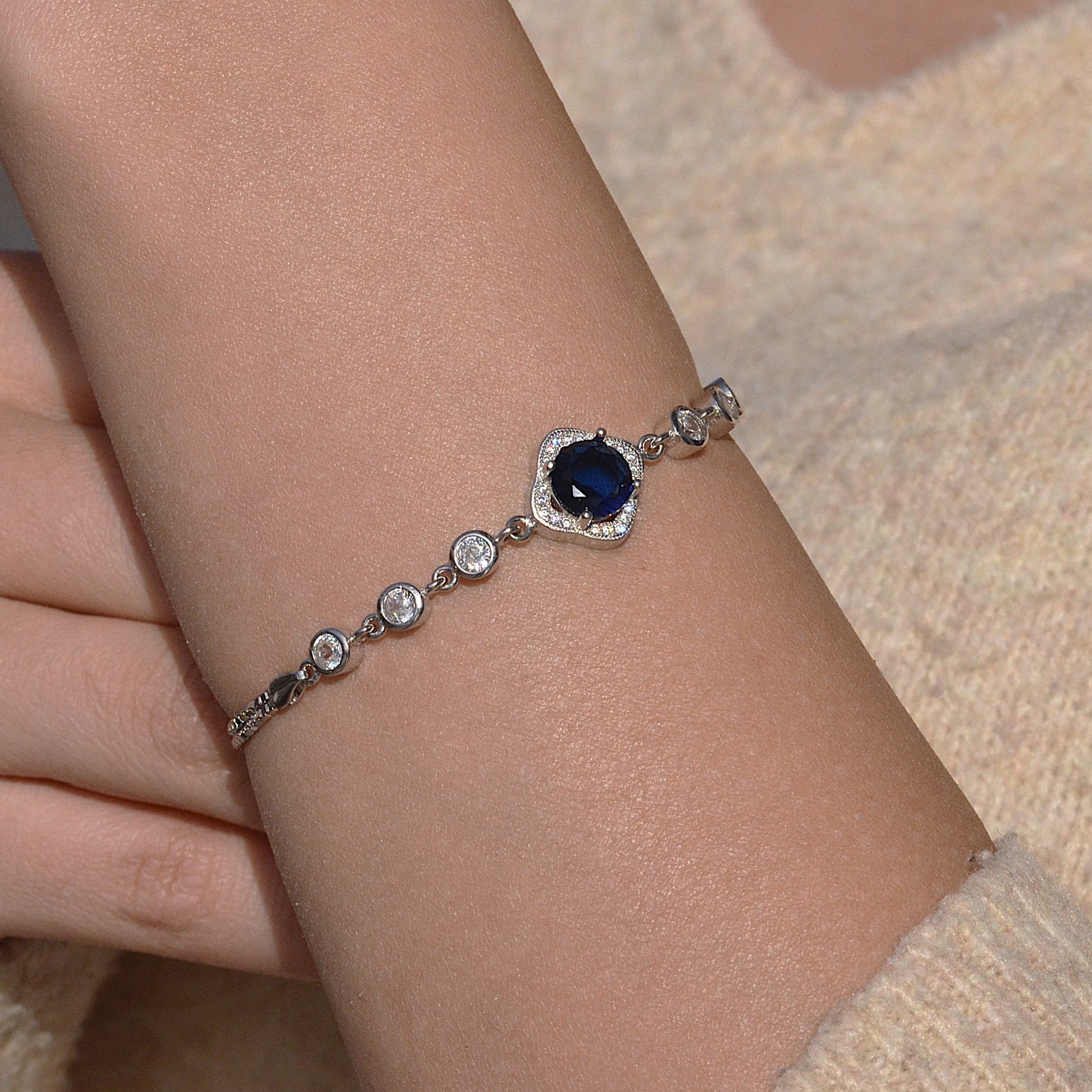 blue stone bracelet silver 925k