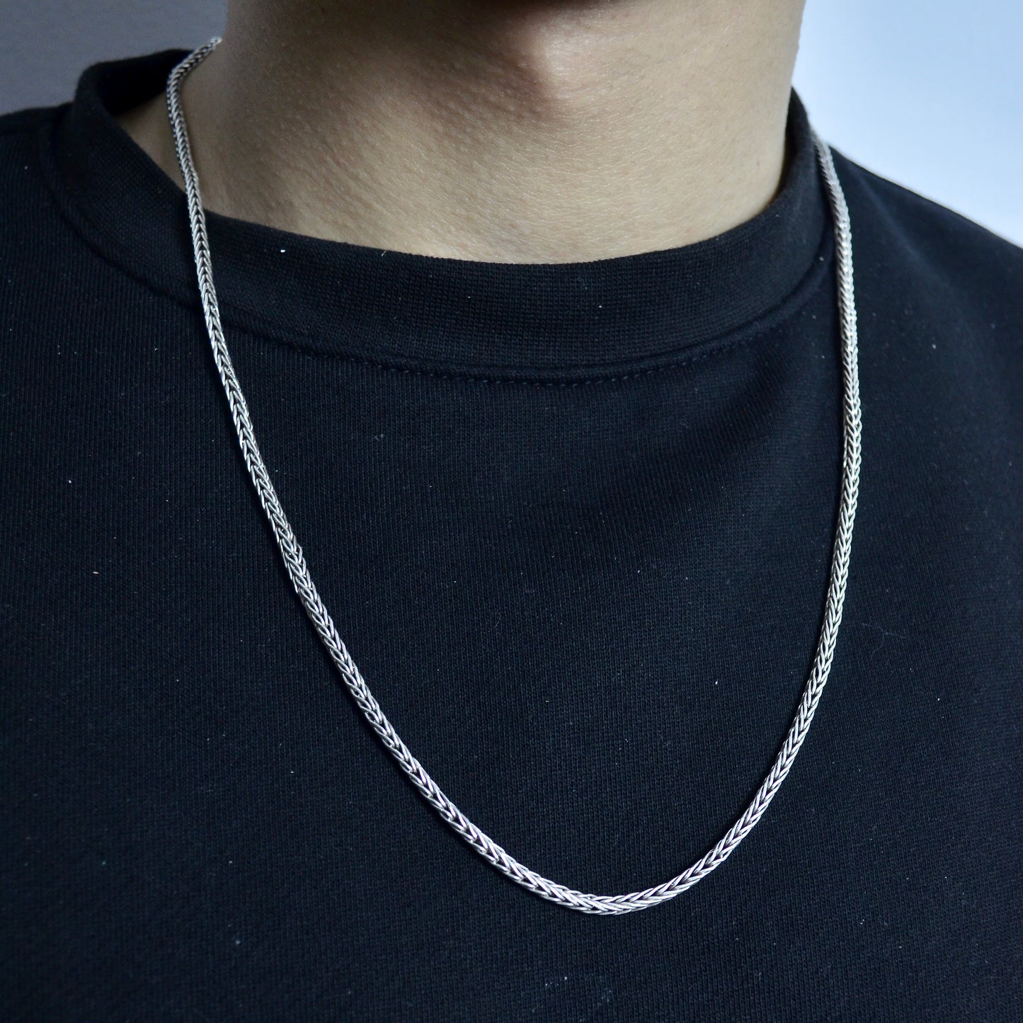 Elegant Braided Silver Chain Necklace silver 925K