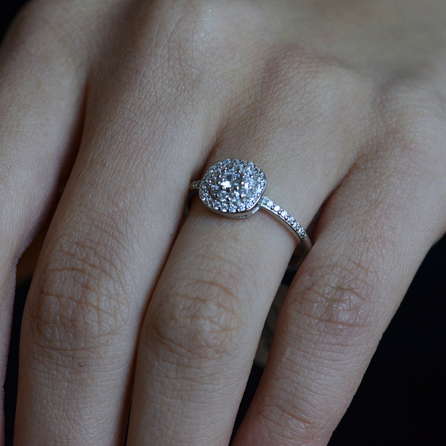 Luna Halo Ring Silver 925K