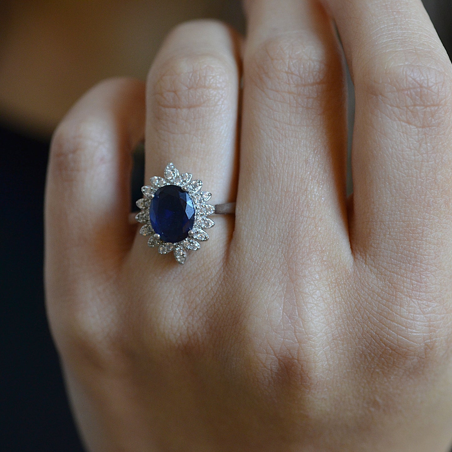 Royal Sapphire Bloom Ring Silver 925K