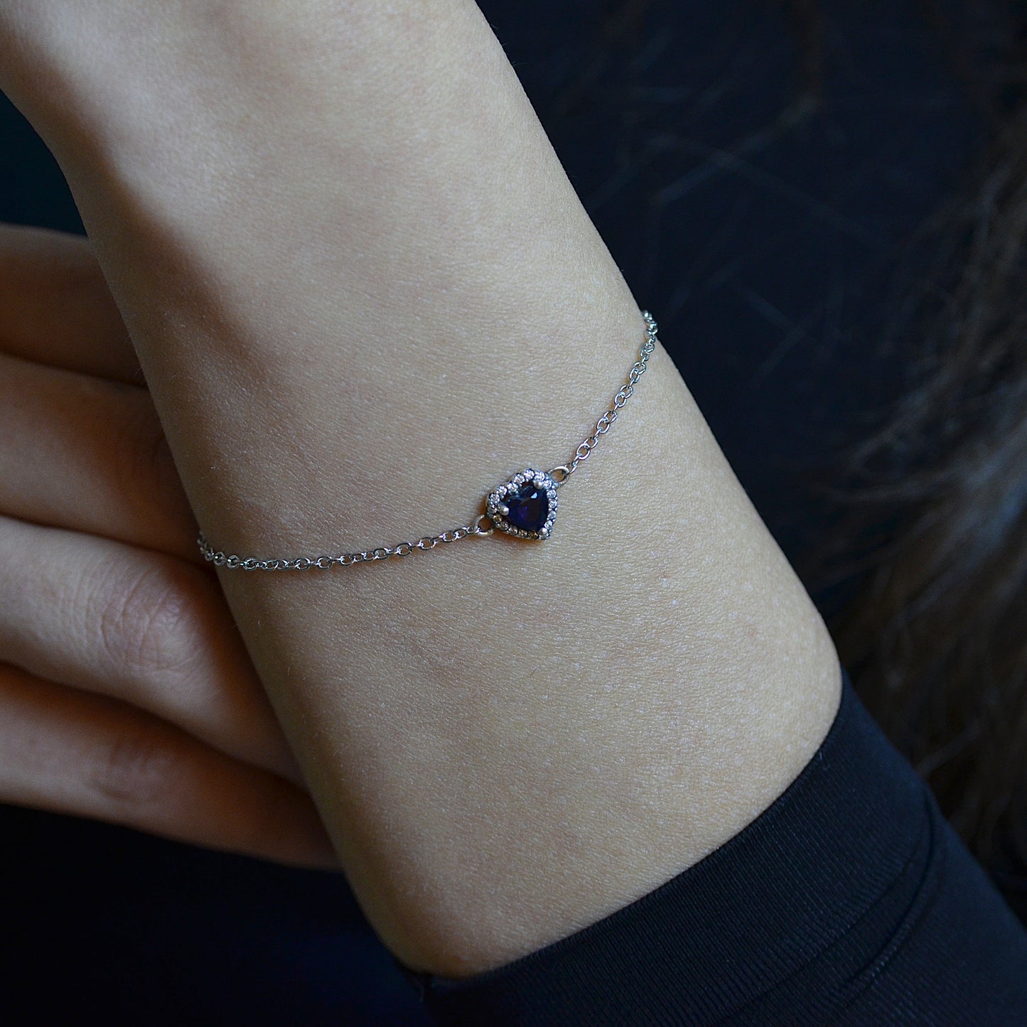 Midnight Heart Bracelet Silver 925K