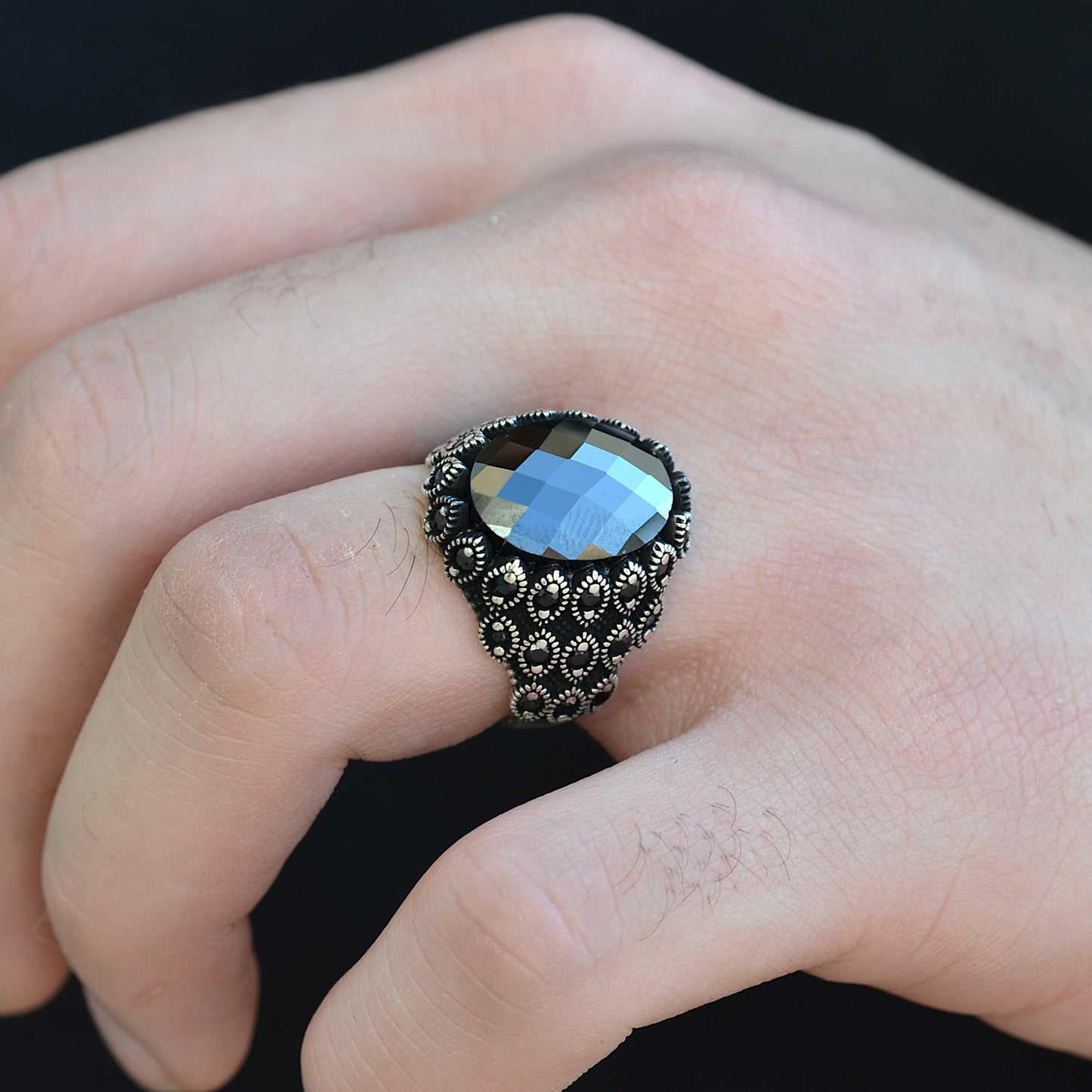 Imperial Black Crystal Ring silver 925k