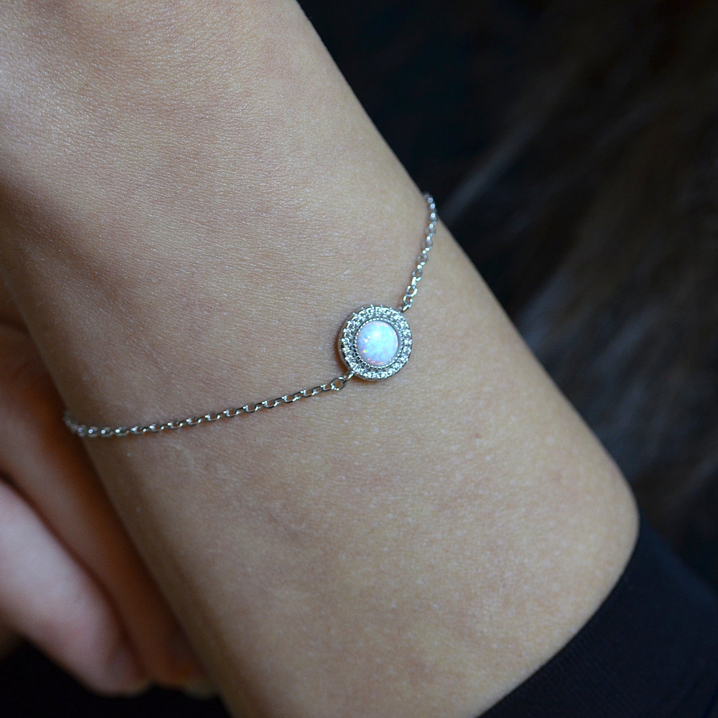 Opal Halo Bracelet Silver 925K