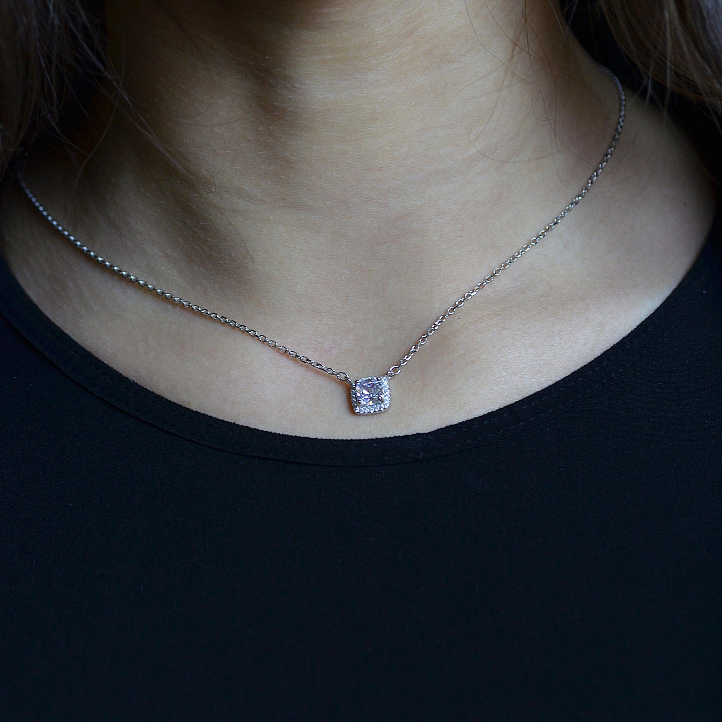 Celeste Halo Necklace Silver 925K