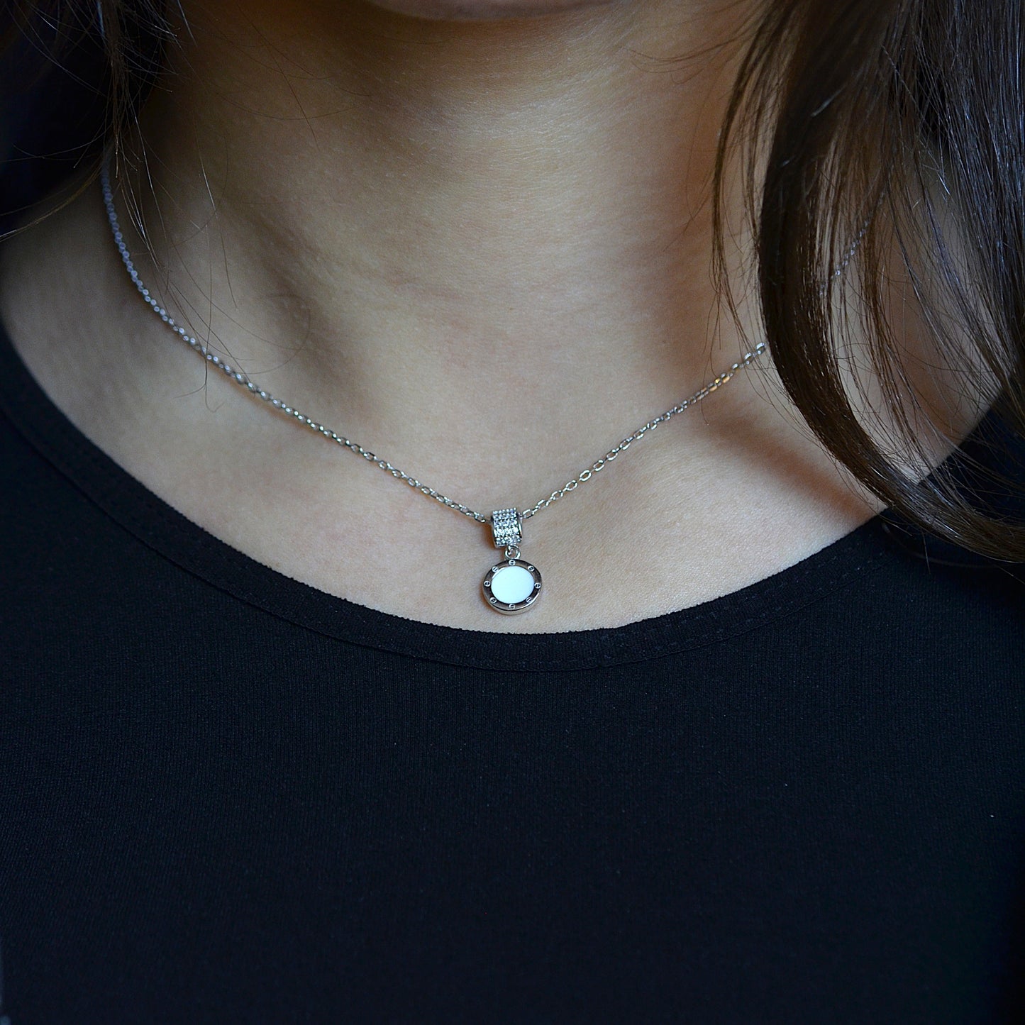 Nova White Charm Necklace Silver 925K