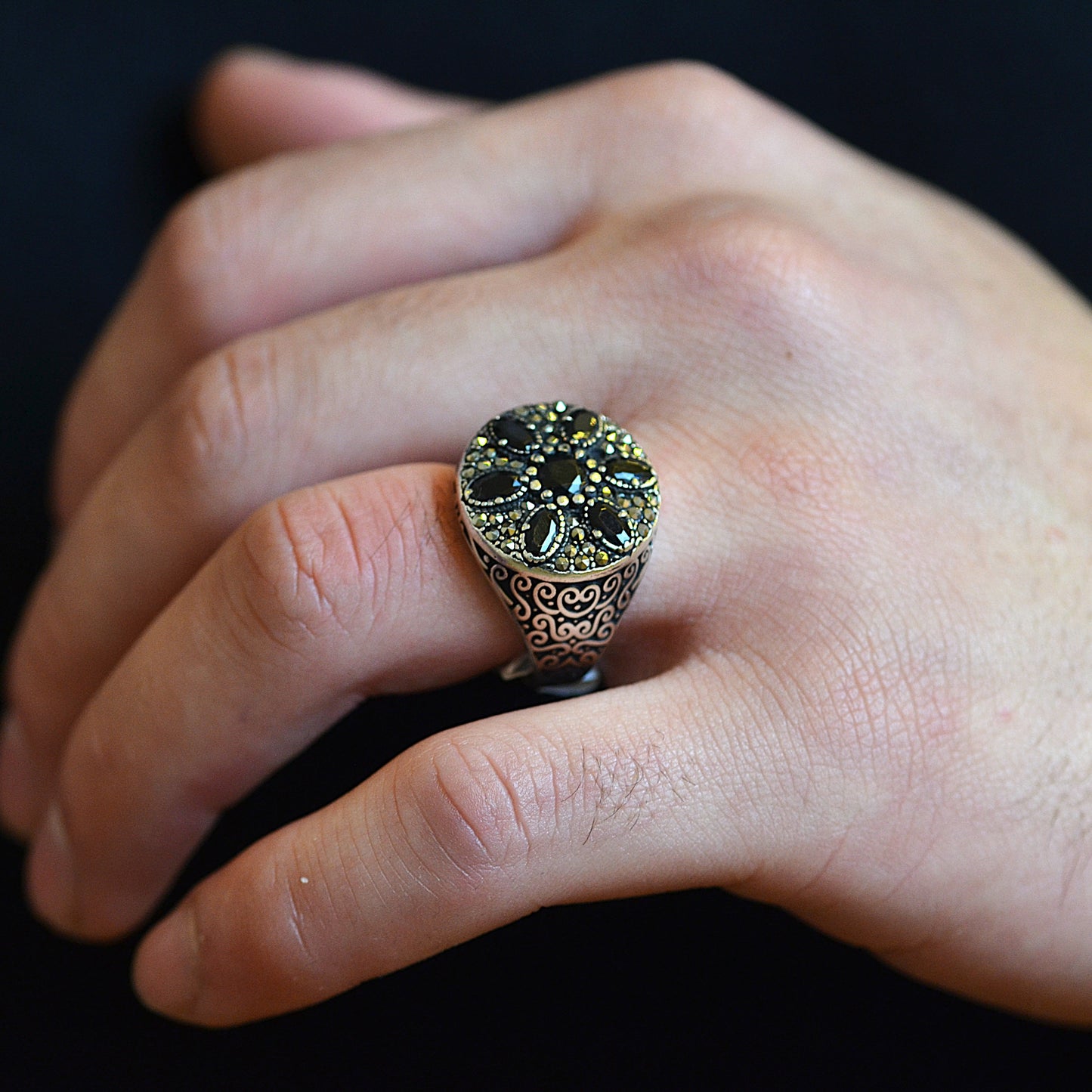 Vintage Crown Circle Ring silver 925k