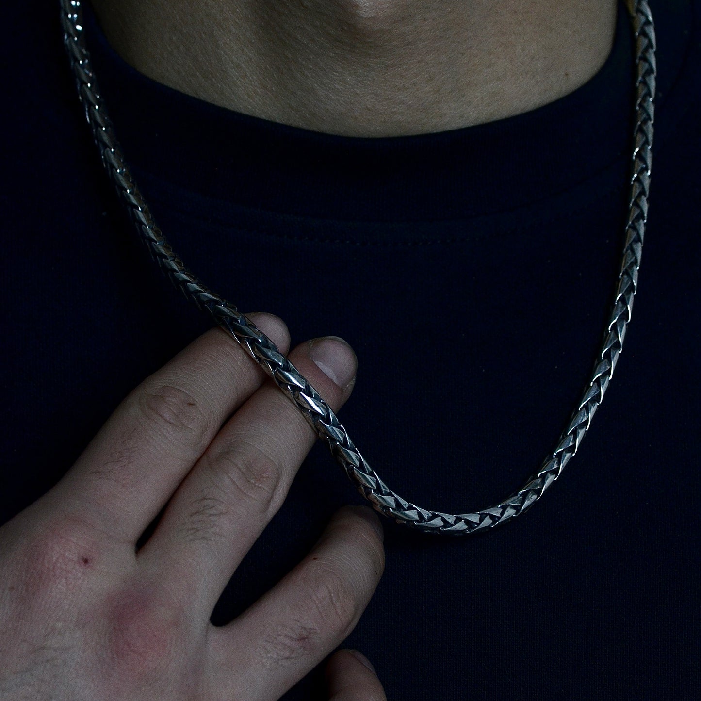 Classic Cuban Silver Chain Necklace silver 925K Length: (60) cm Width: (8) mm