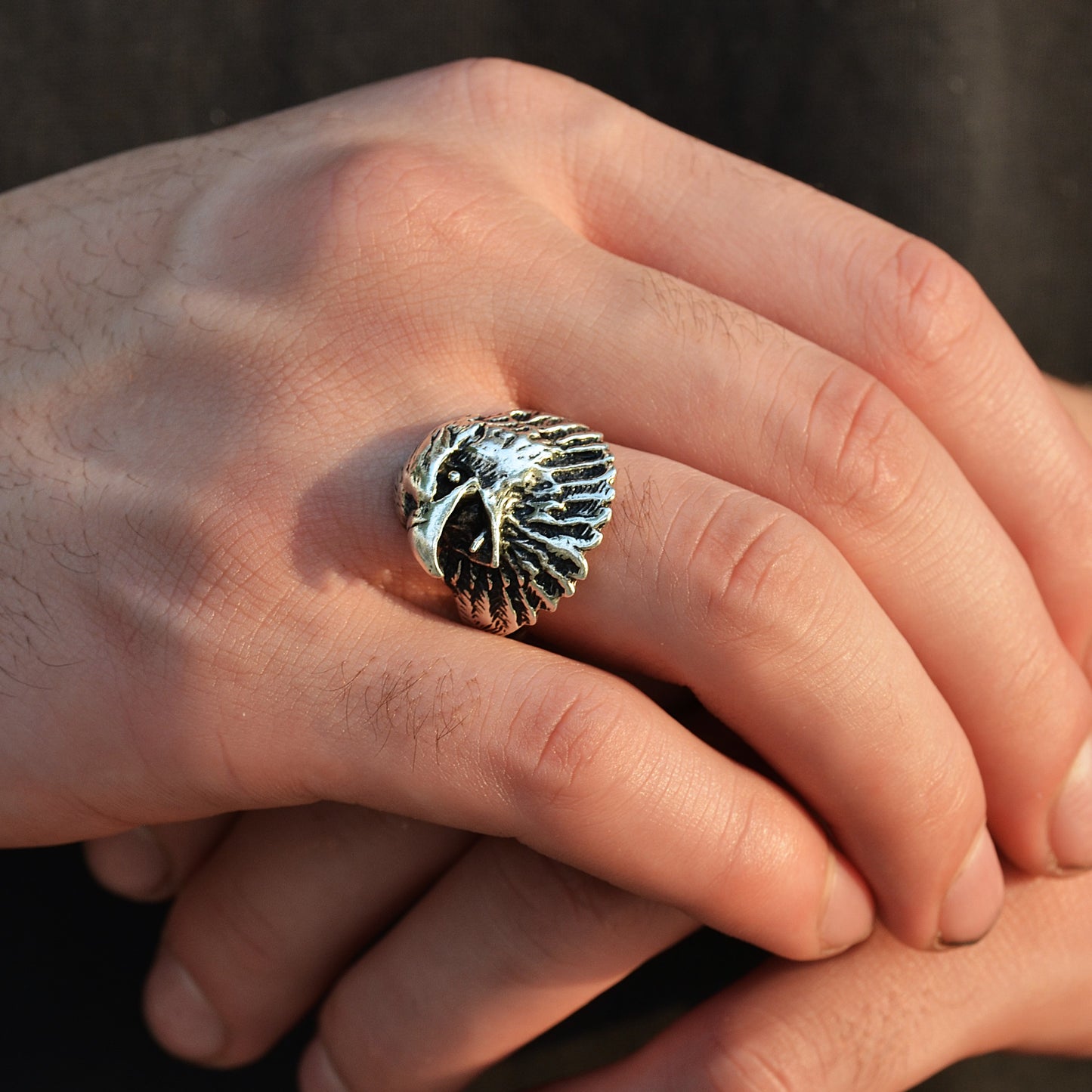 SILVER RING FOR MEN 925K Eagle RING 3D