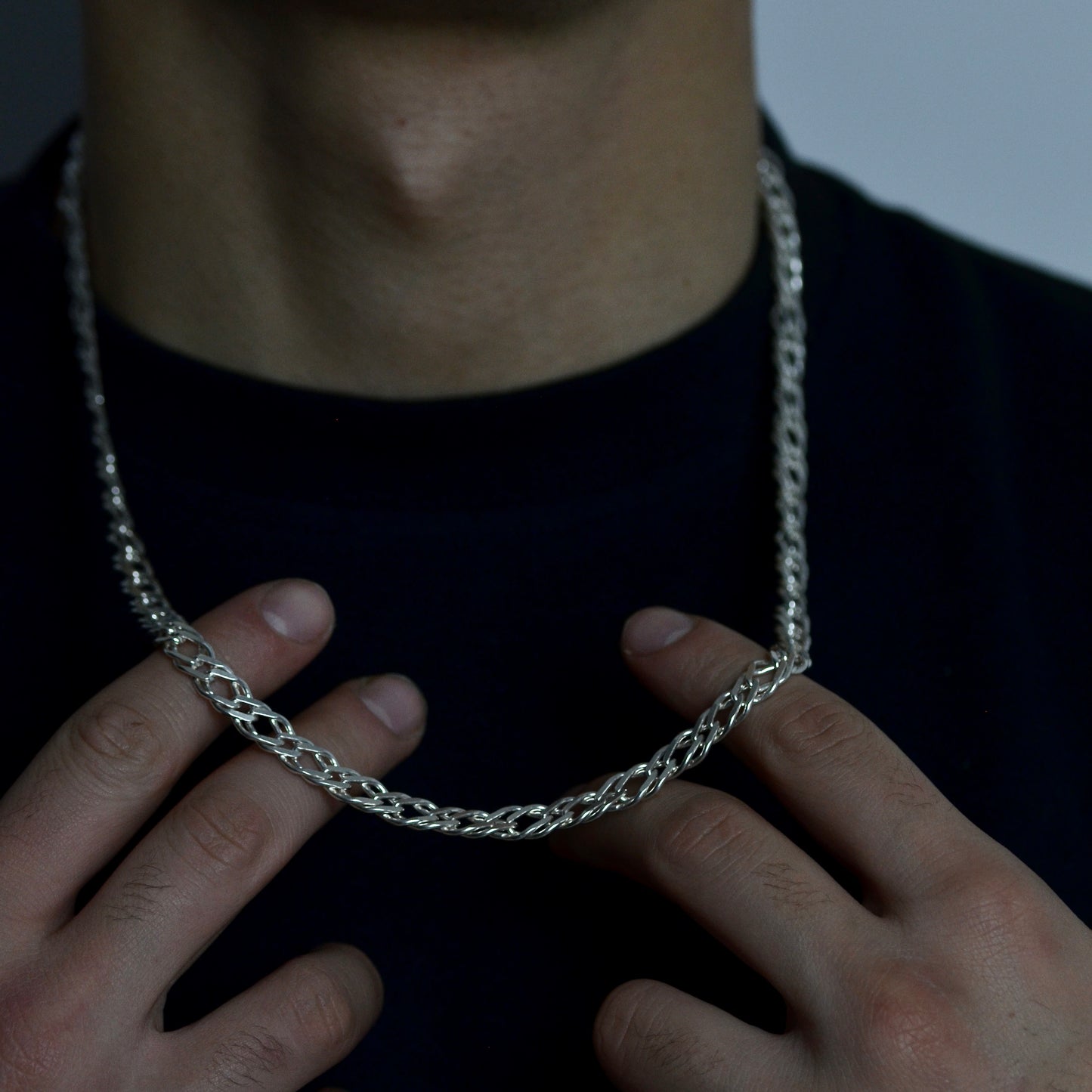 Elite Silver Chain Necklace silver 925K (عش النمل)Length: (60) cm Width: (7) mm