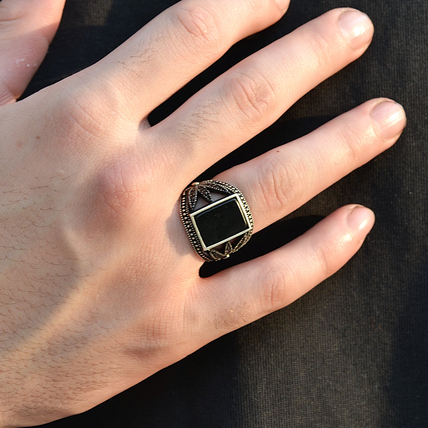 SILVER RING FOR MEN 925K BLACK ONYX