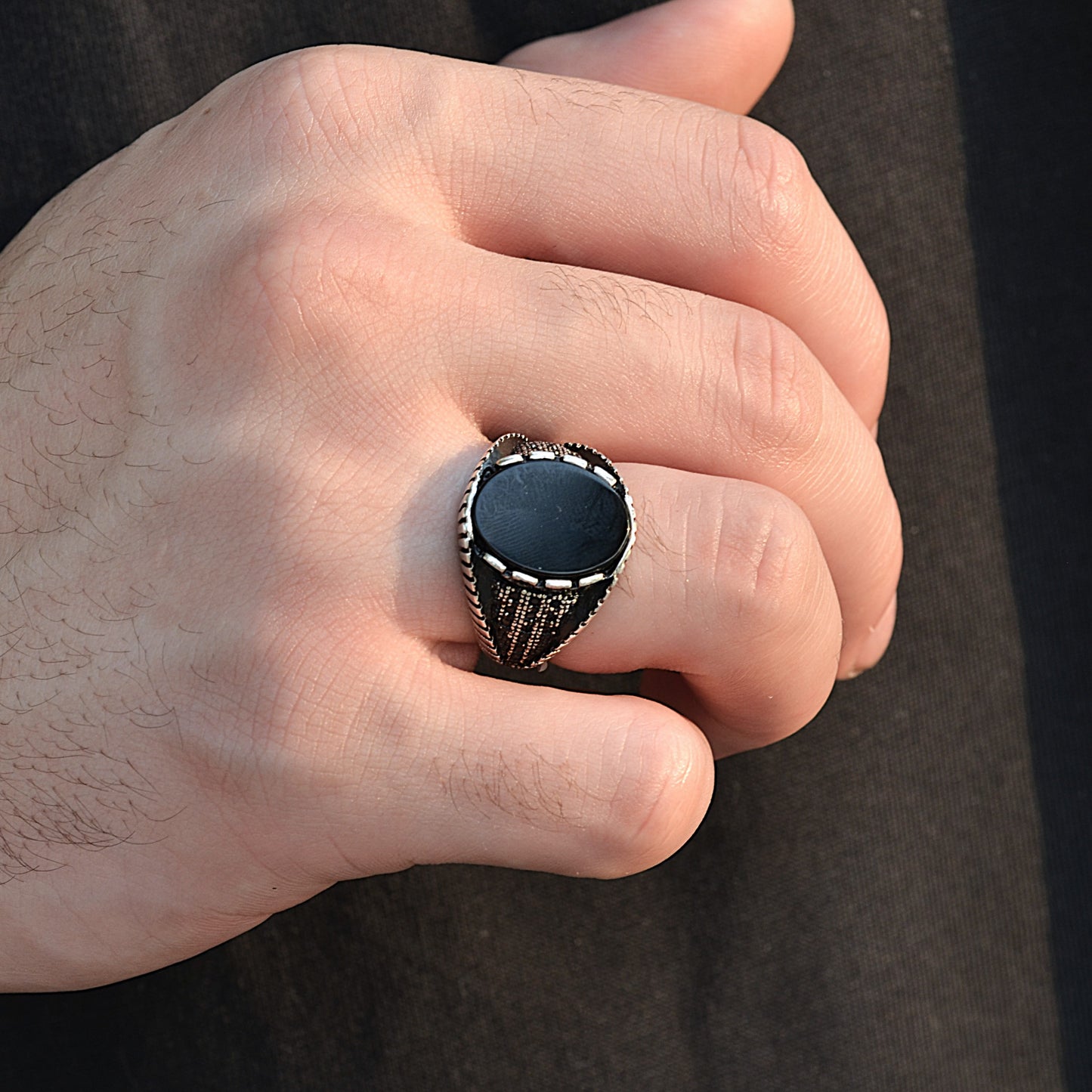 SILVER RING FOR MEN 925K BLACK ONYX