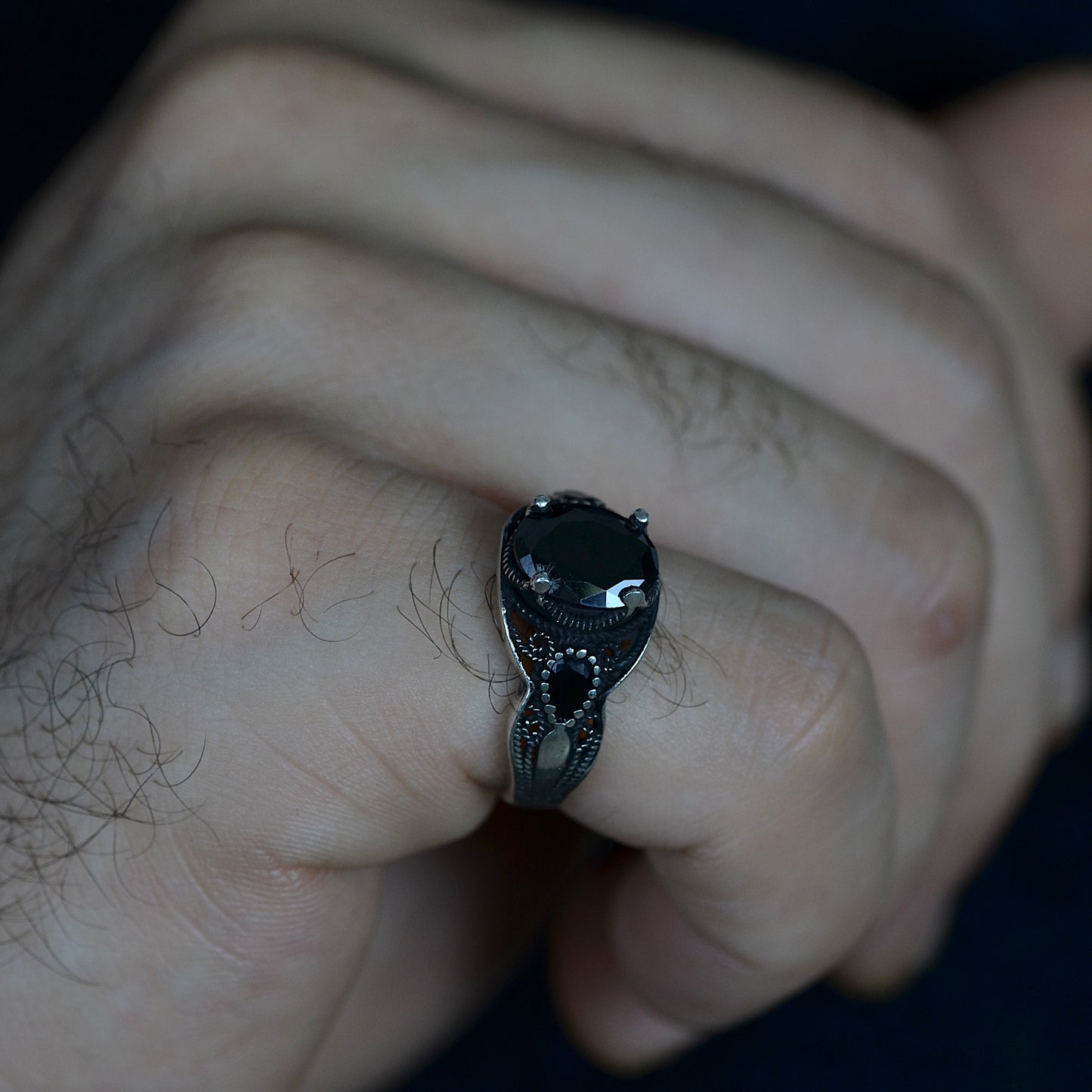 Midnight Onyx Ring Silver 925K