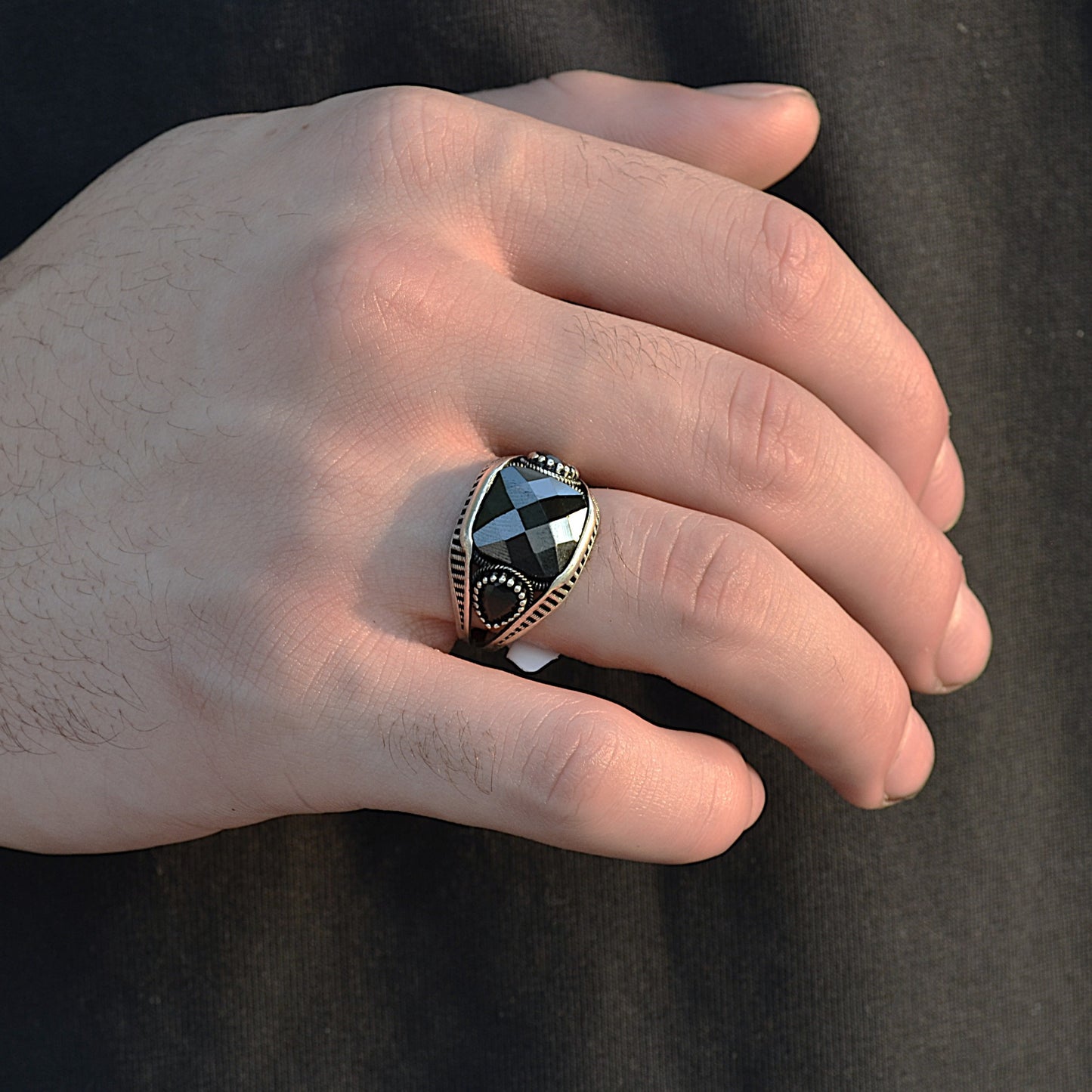 SILVER RING FOR MEN 925K BLACK ONYX