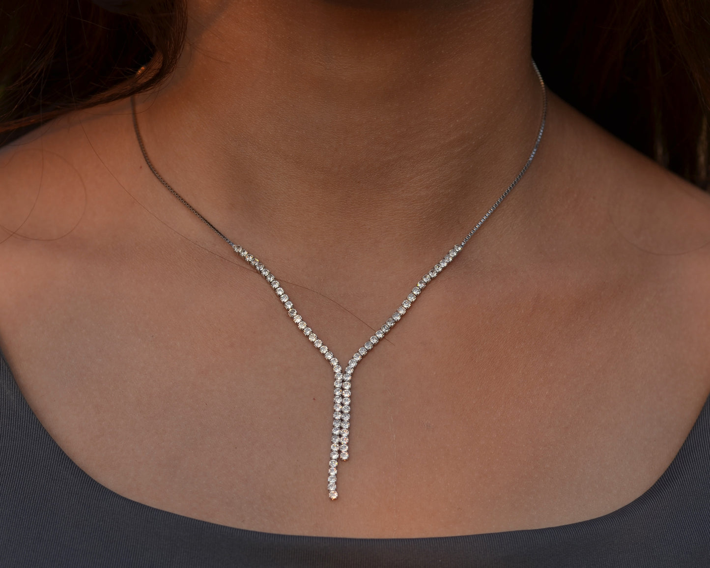 tennis necklace for women pure silver 925k plated by PLATINUM