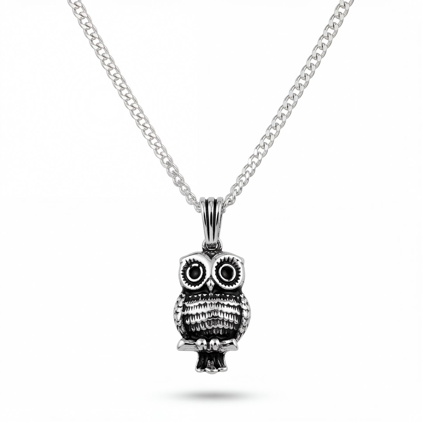 Wise Owl Silver Pendant Necklaces silver 925K