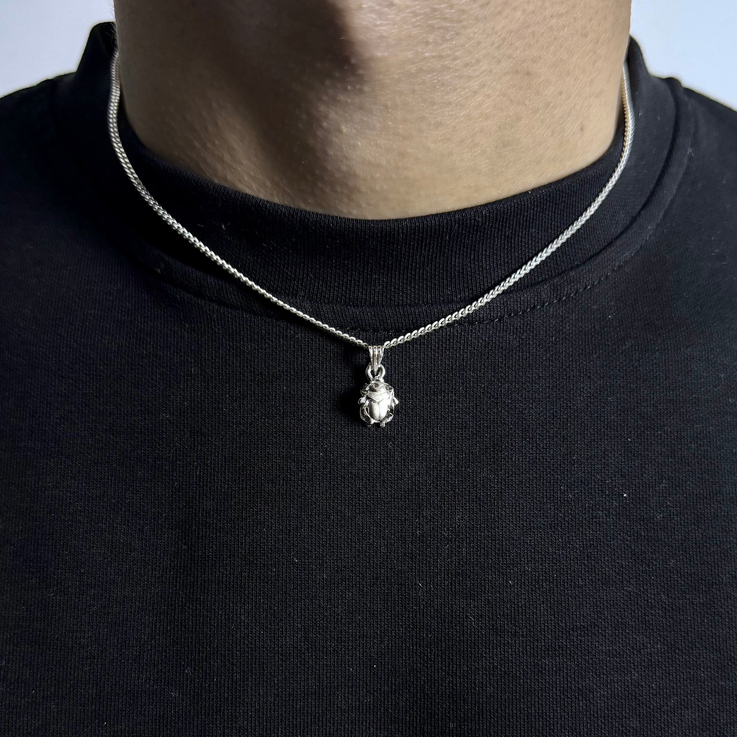 Sacred Scarab Pendant – Silver 925 Plated with Platinum