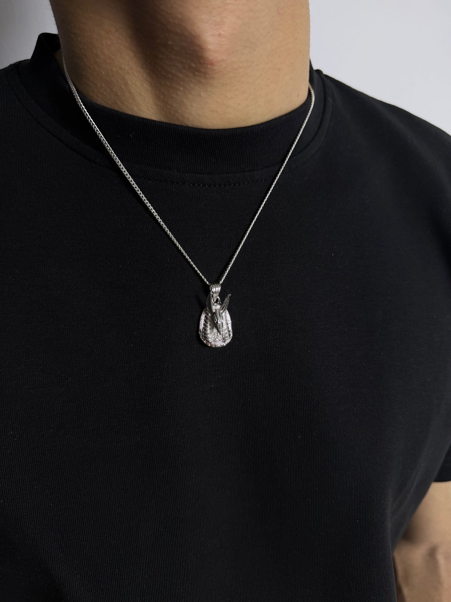 Anubis Guardian Pendant – Silver 925 Plated with Platinum