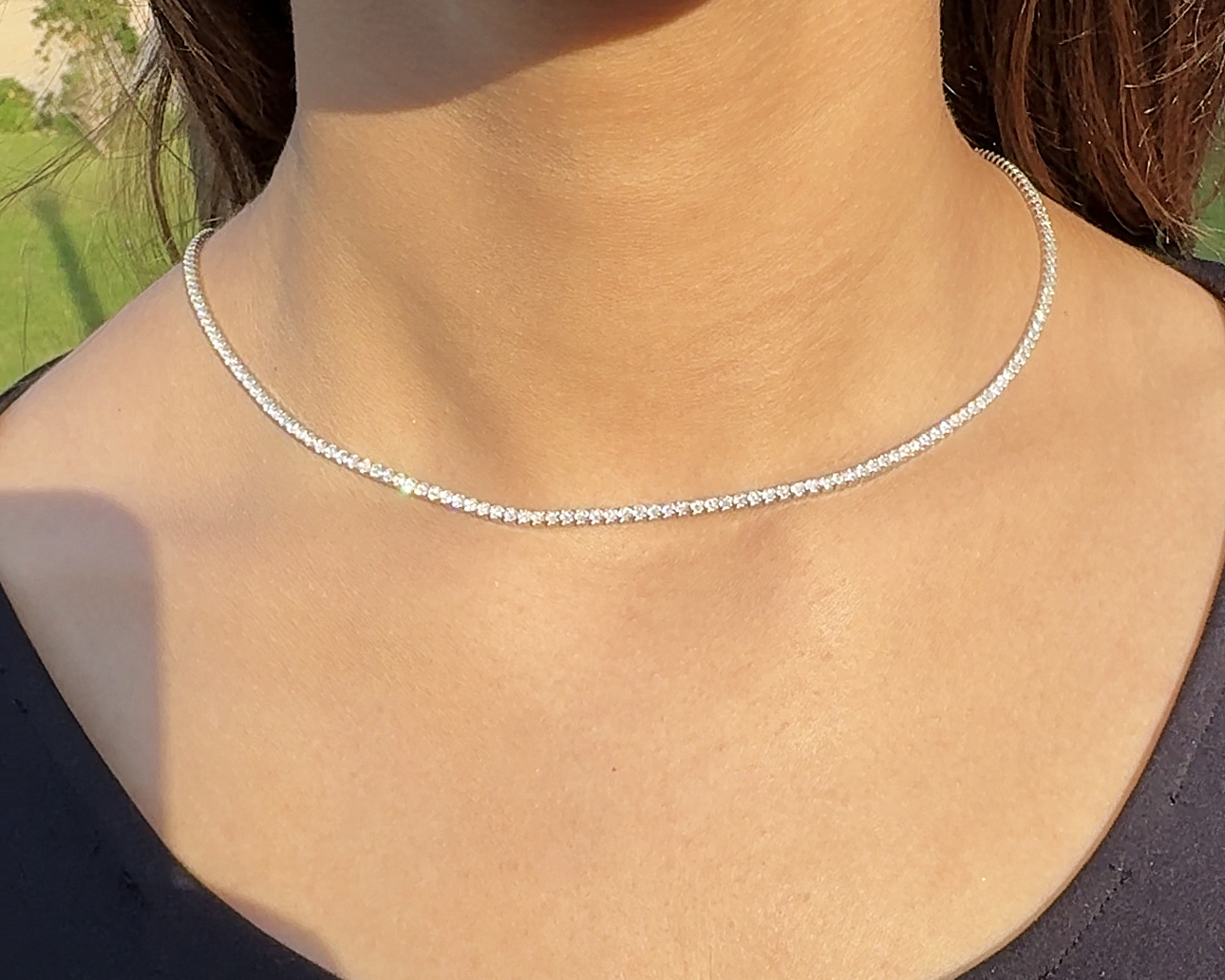 tennis necklace for women pure silver PLATED BY PLATINUM 3mm