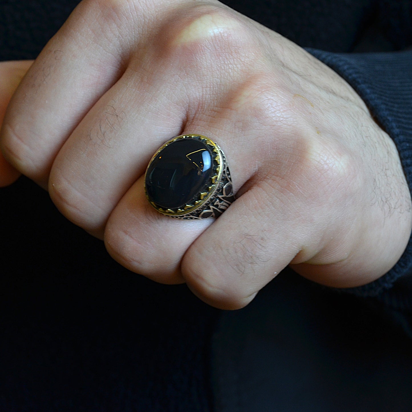 Royal Obsidian Ring Silver 925K