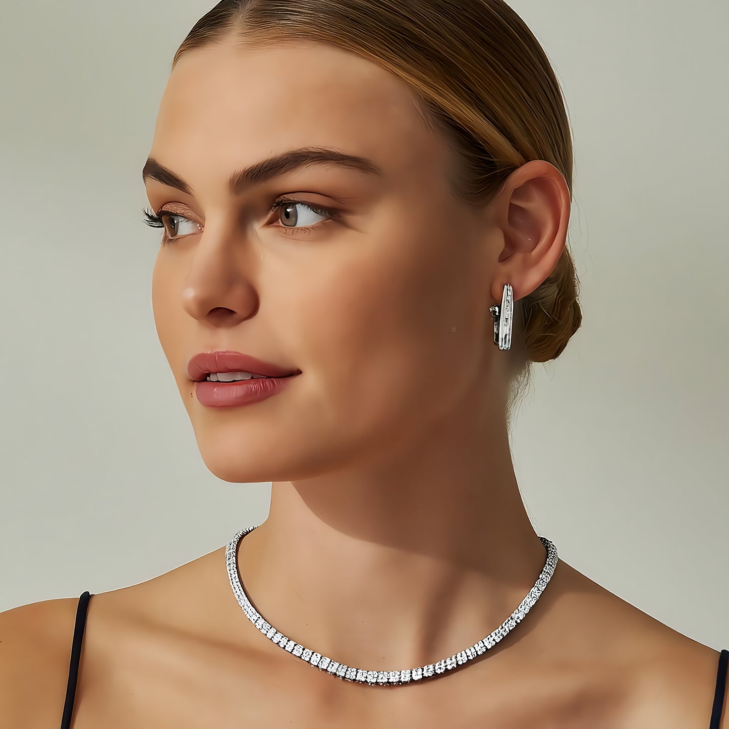tennis necklace for women pure silver PLATED BY PLATINUM 3mm