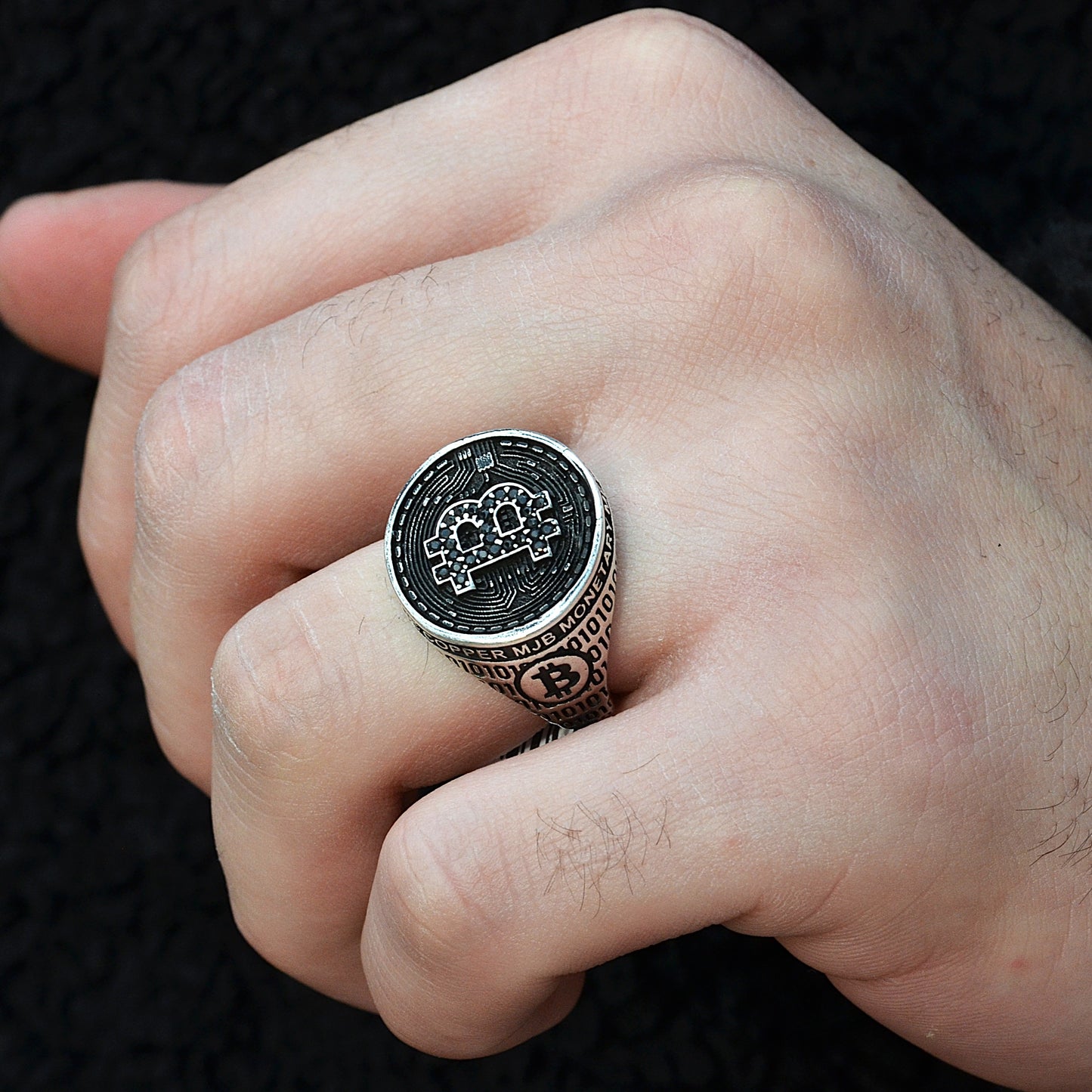 bitcoin ring silver 925k
