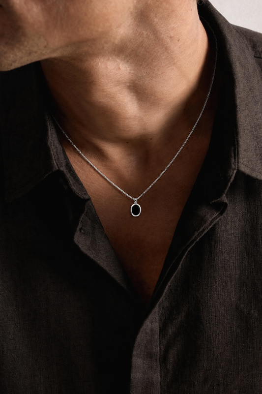 Imperial Onyx necklace for men silver 925
