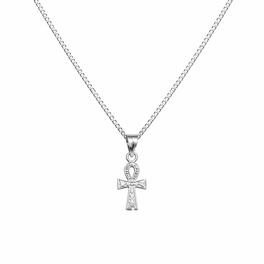 Sacred Ankh of Life Necklace – 925 Silver Plated in Platinum