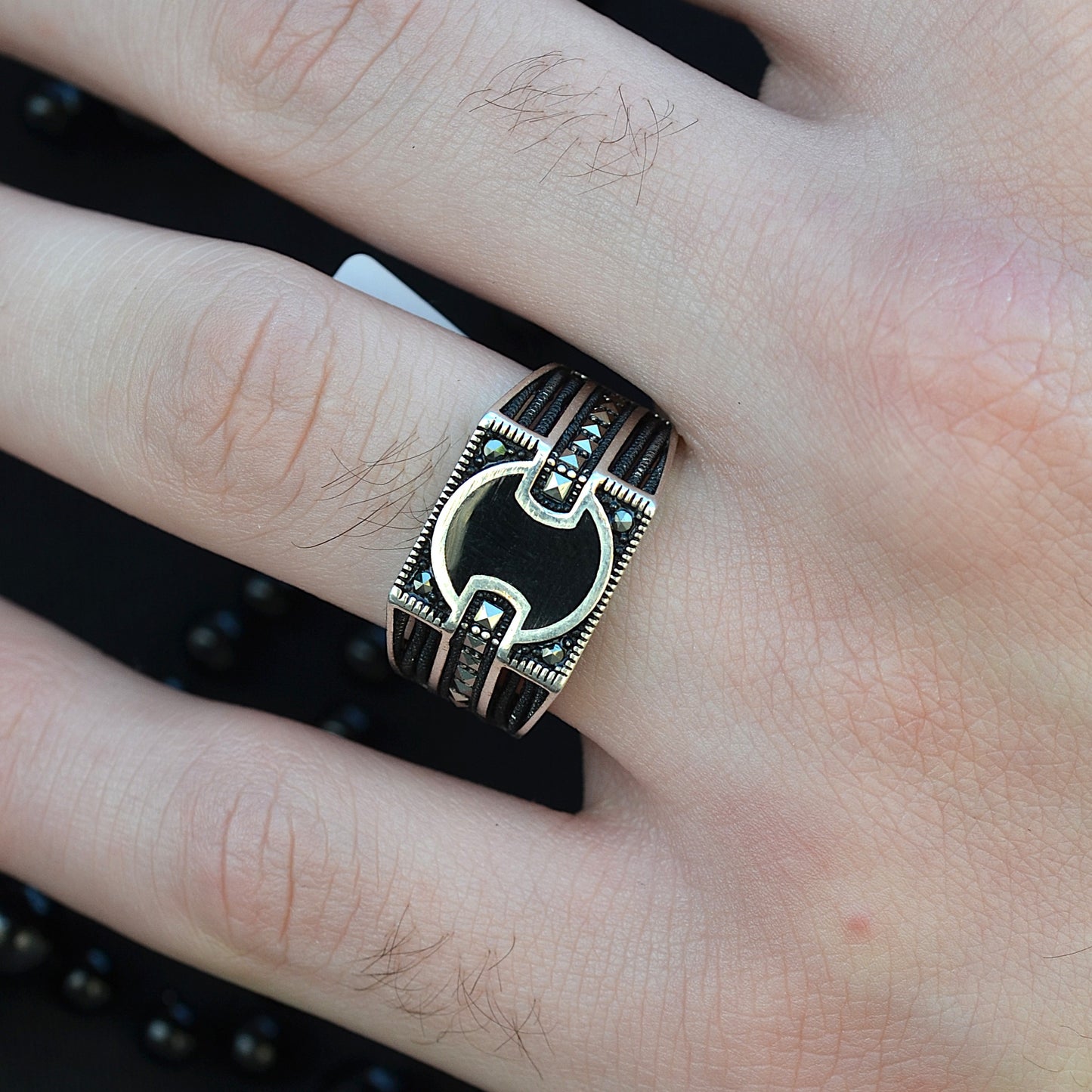 ring for man silver 925k MINA BLACK COLOR