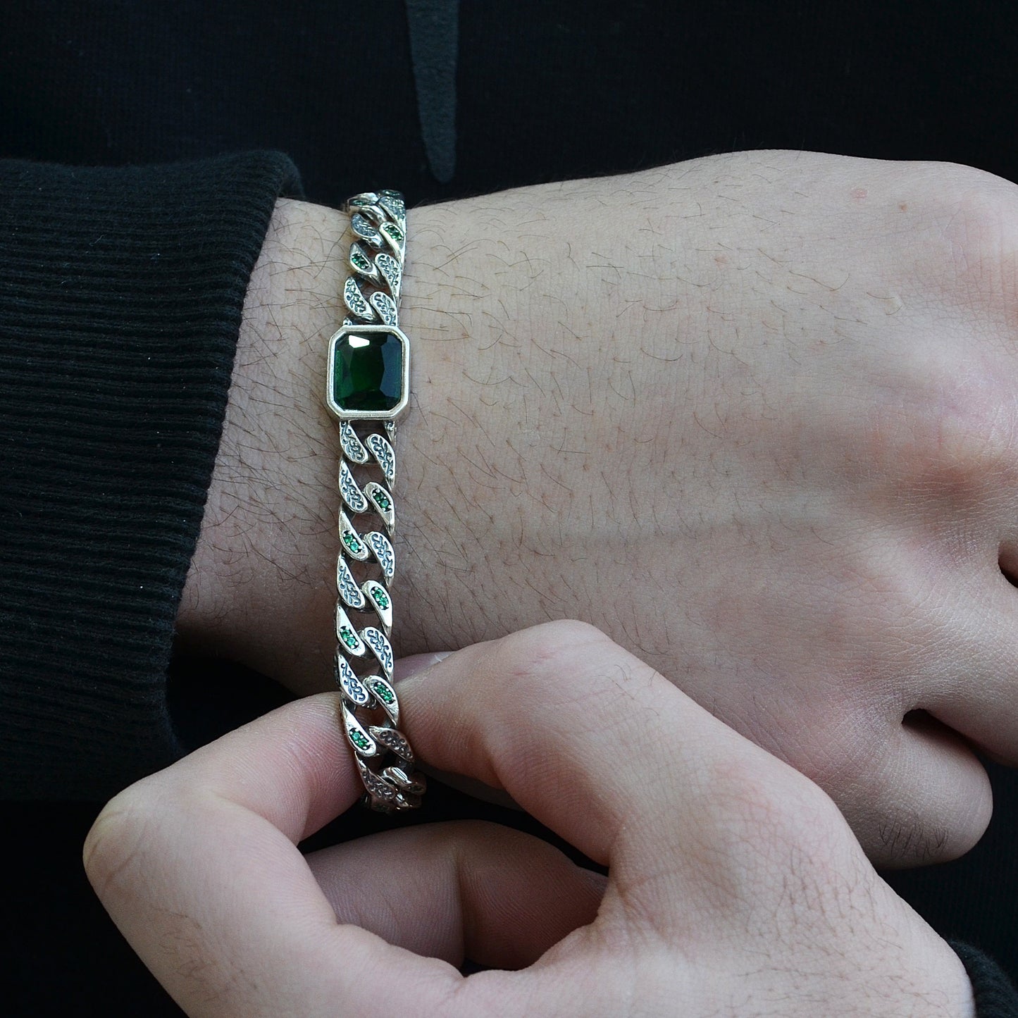 gromet stone bracelet silver italian 925k