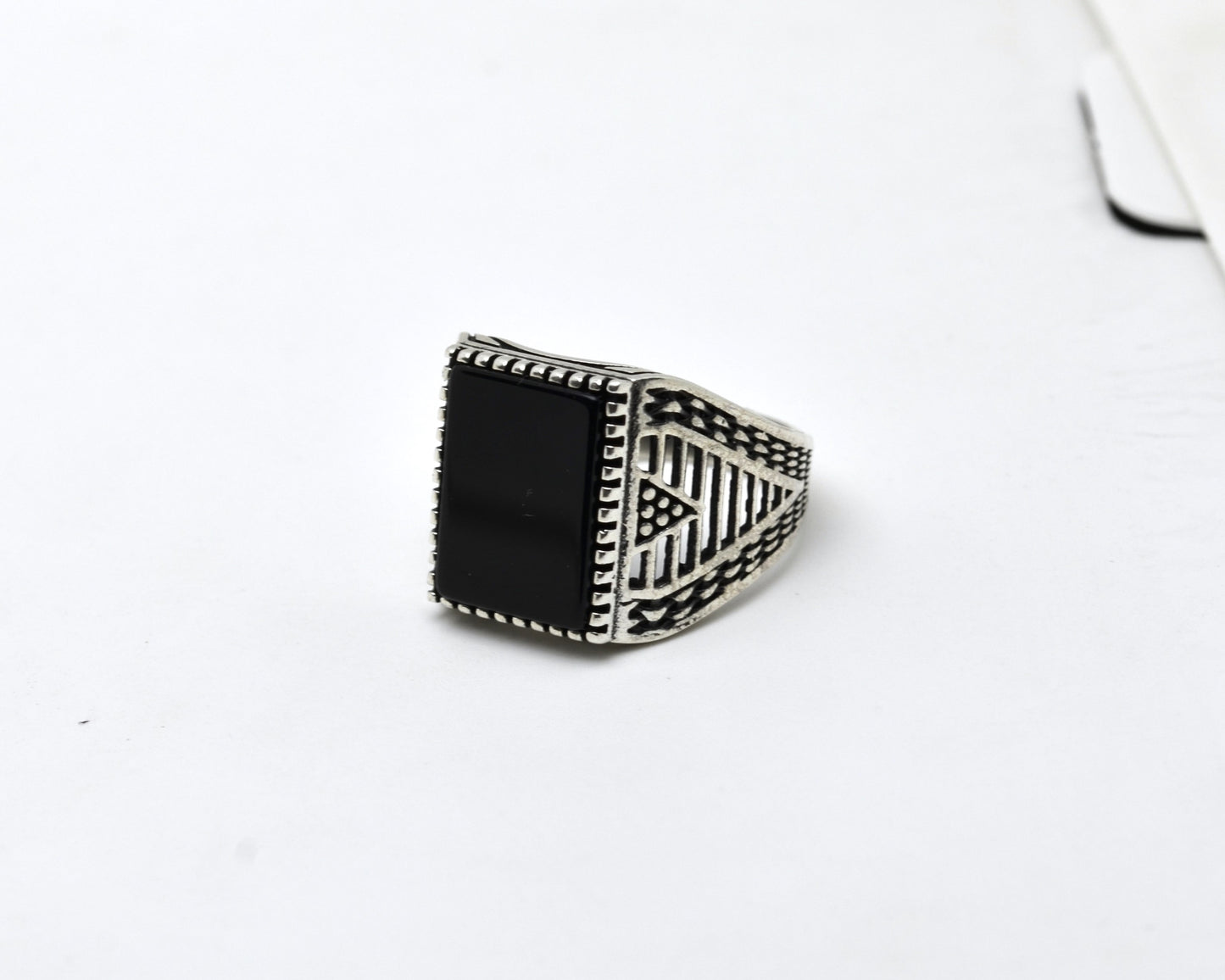 RING FOR MEN SILVER 925K BLACK color STONE