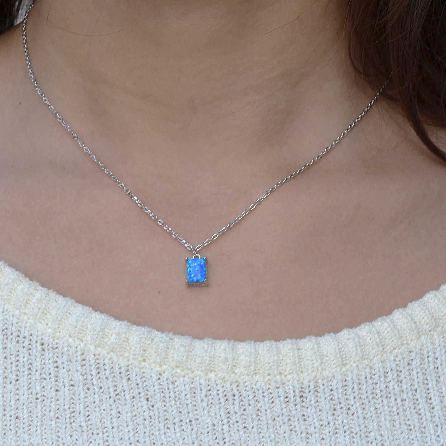 blue opal necklace for women  italy silver 925k