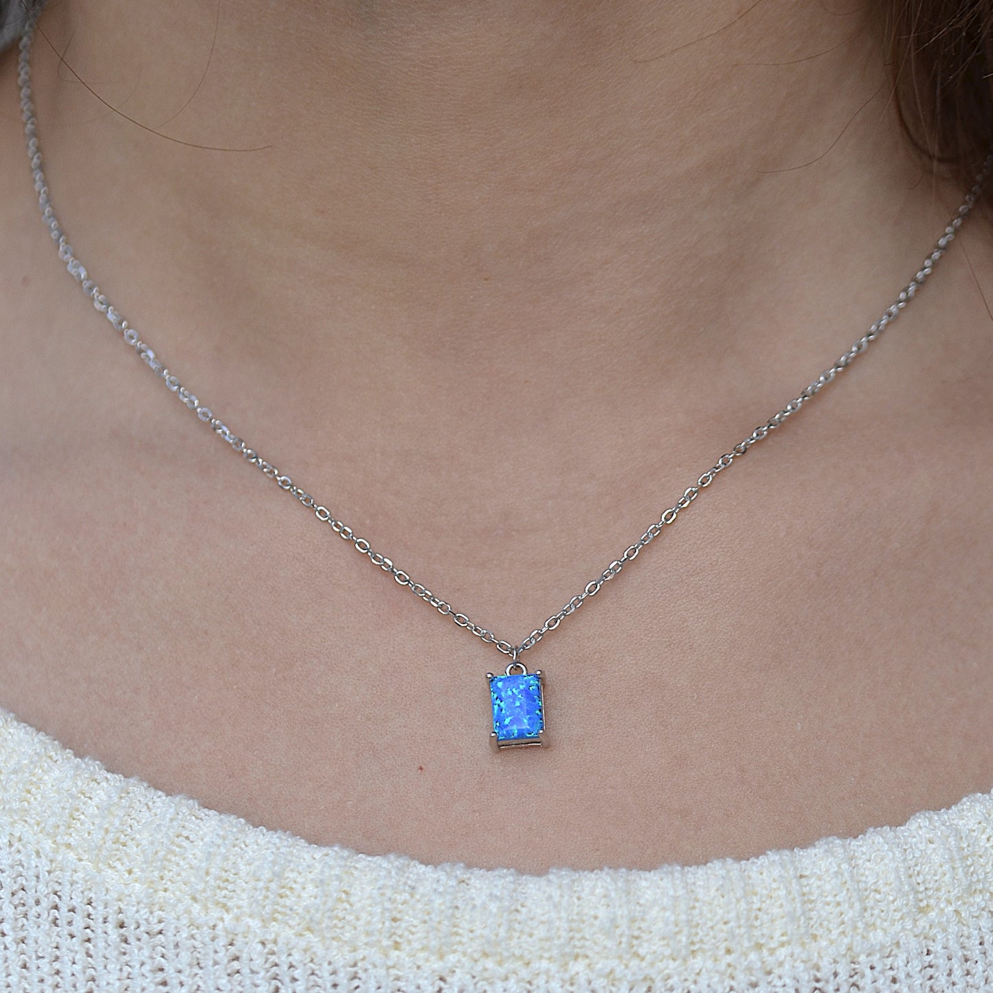 blue opal necklace for women  italy silver 925k