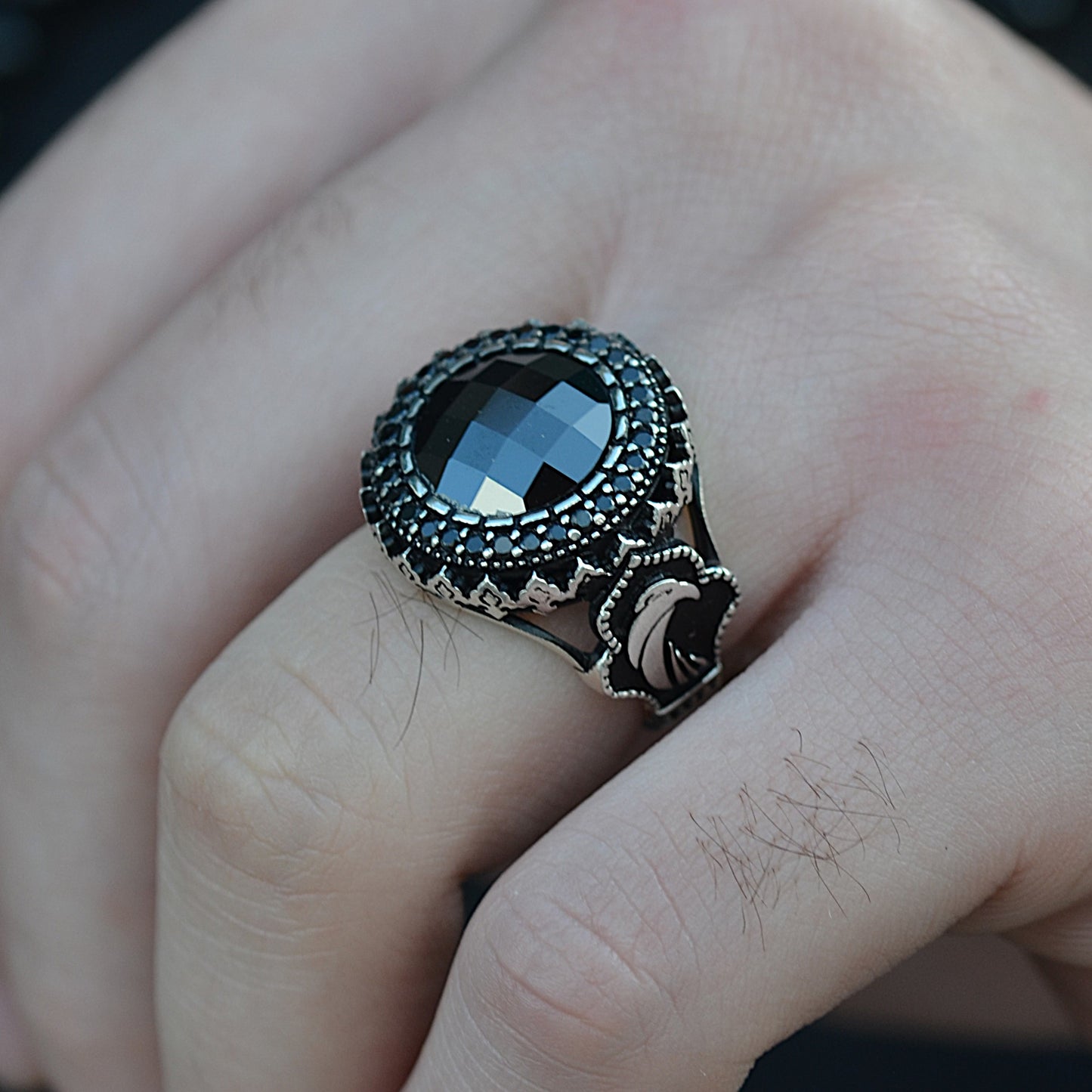 ring for men silver 925k big onix stone