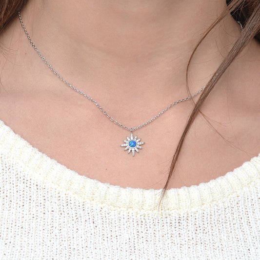 SUN OPAL necklace for women silver 925k italian