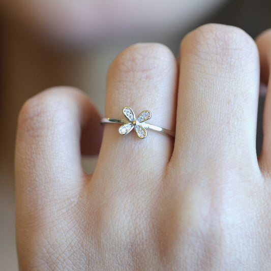flower ring silver 925k