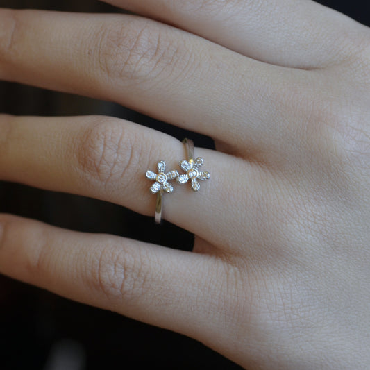 flower ring silver 925k