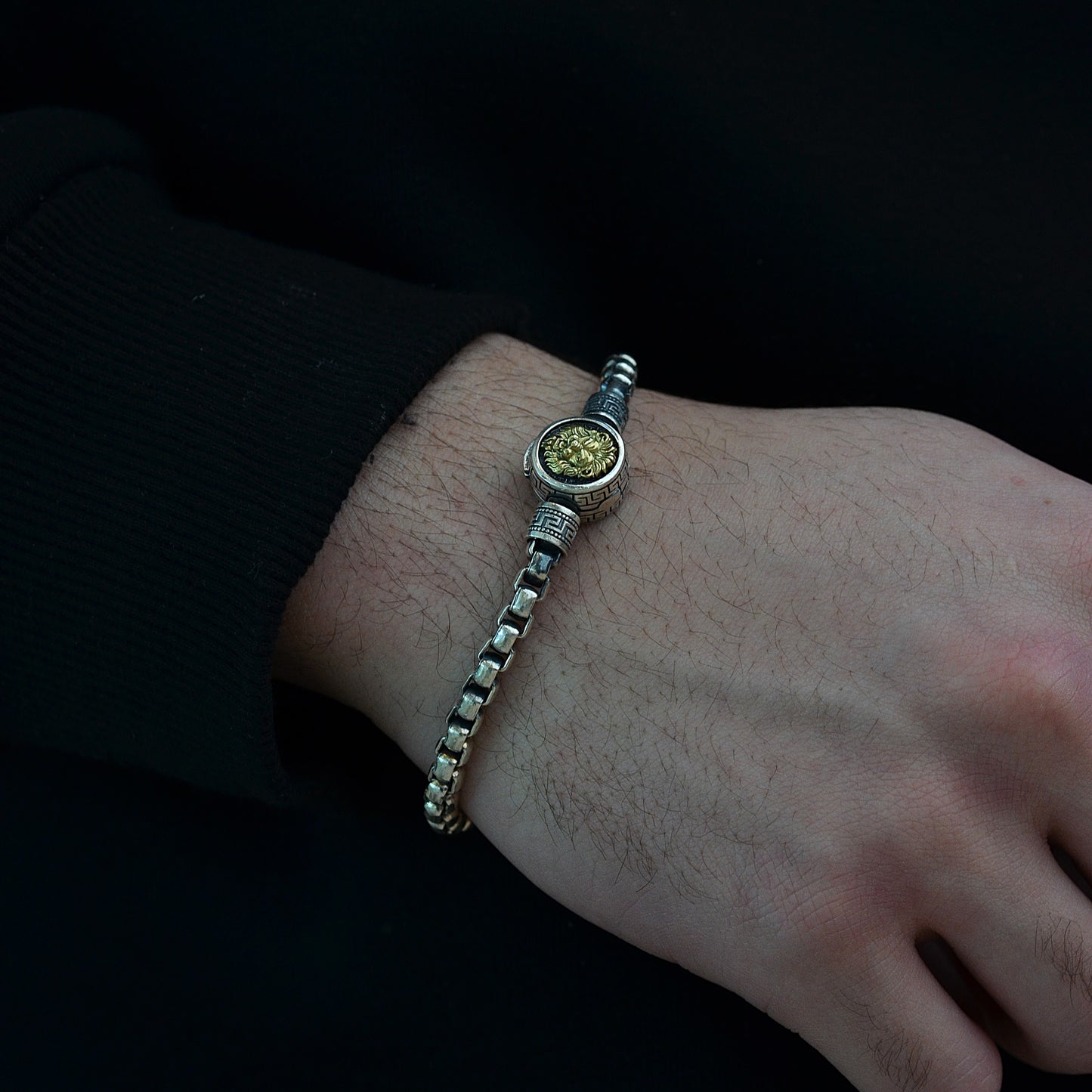 new lion bracelet for men heavy one silver 925k italian silver