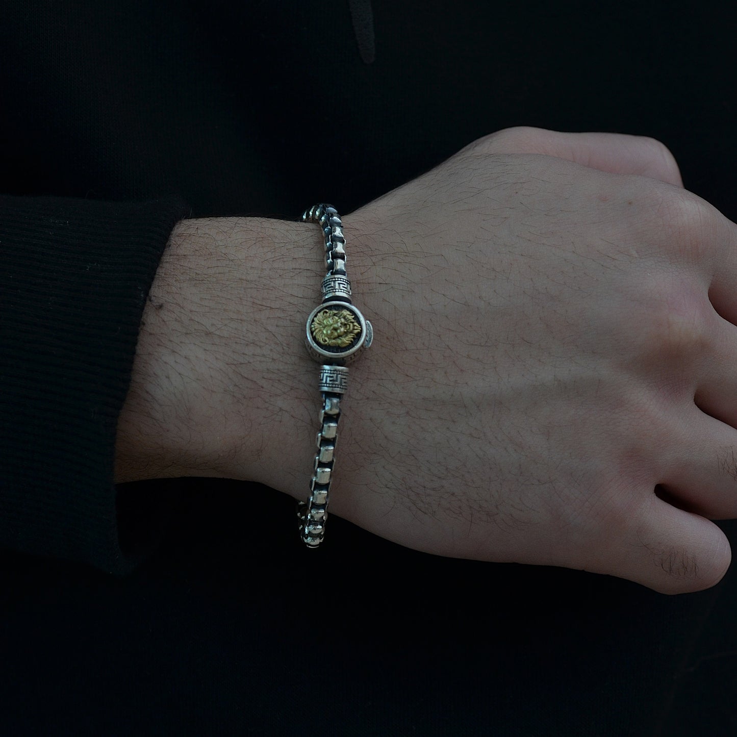 new lion bracelet for men heavy one silver 925k italian silver