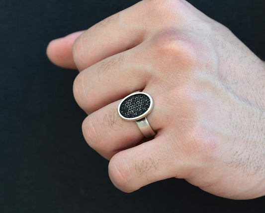 ring for men silver 925k ( black stone )