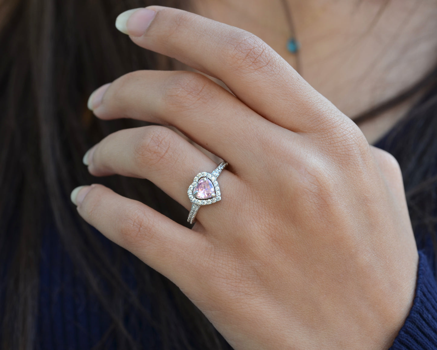 ring for women silver 925k plated by platinum white heart