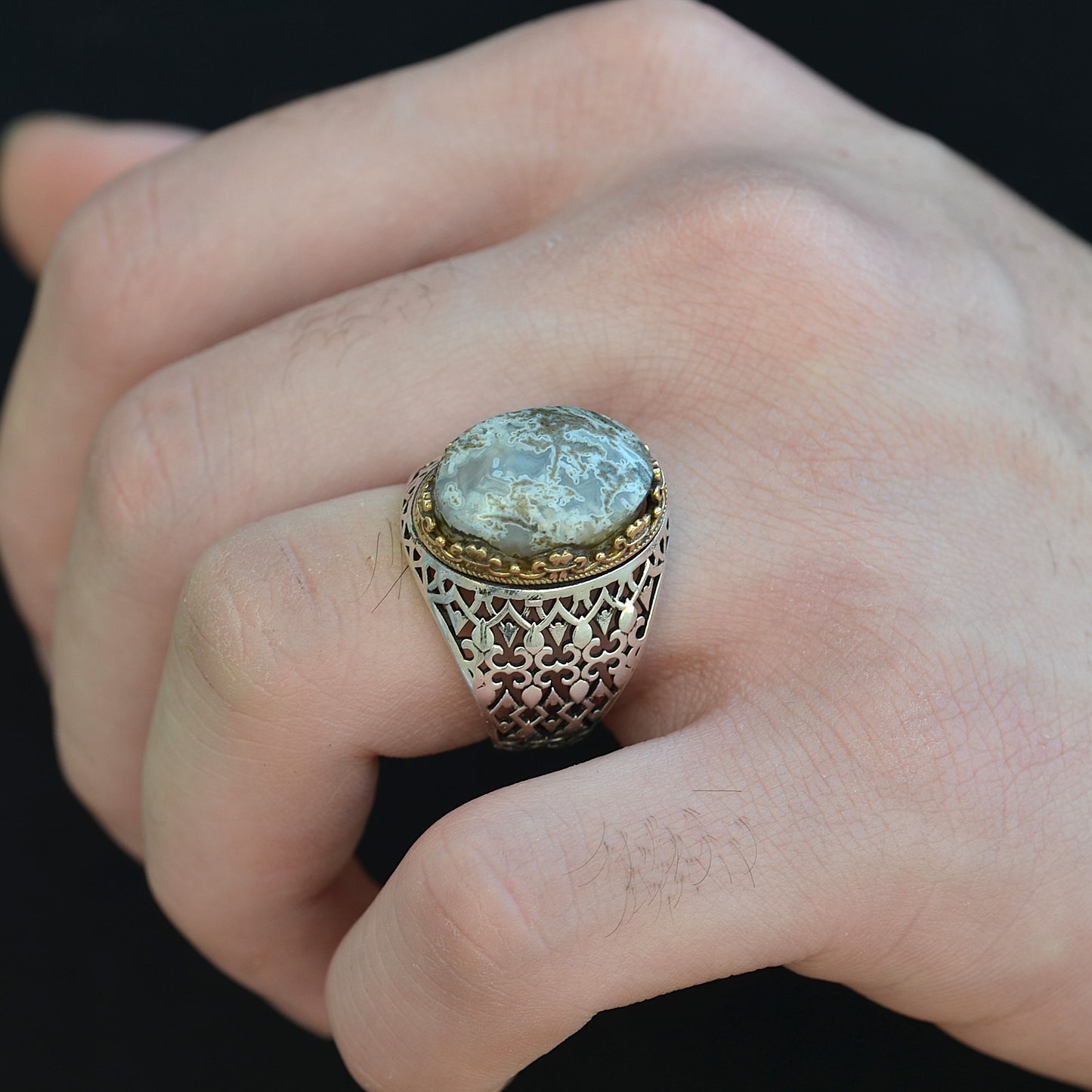 Vintage Marble Crest Ring silver 925k